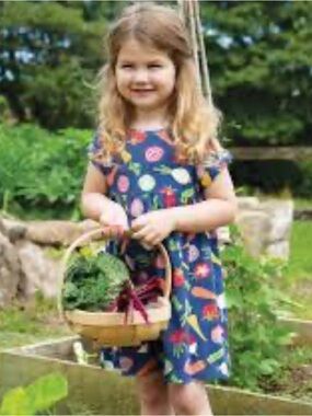 Frugi Vegetable “Homegrown” Print Dress Sz 6-7